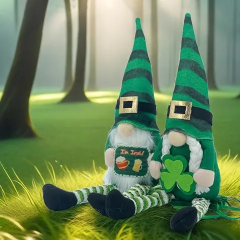 Gnomi di Peluche per San Patrizio Decorazioni Verde a Righe Trifoglio Irlandese Bambola Senza Volto Ornamenti per Casa Ufficio Tavolo Festivo