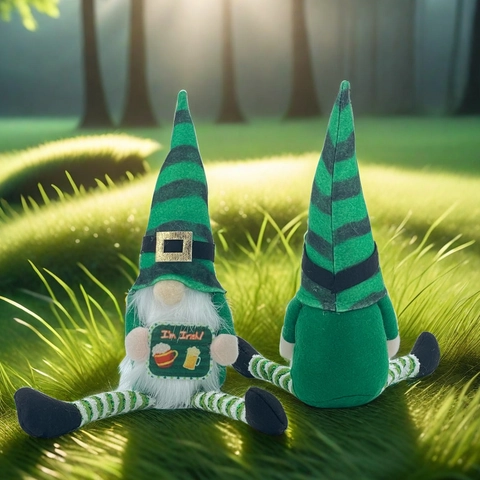 Gnomi di Peluche per San Patrizio Decorazioni Verde a Righe Trifoglio Irlandese Bambola Senza Volto Ornamenti per Casa Ufficio Tavolo Festivo