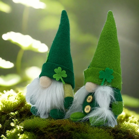 St Patrick's Day Gnome Plush Decorations Green Shamrock Faceless Old Man Dwarf Ornaments For St Patrick Day Home Party Decor