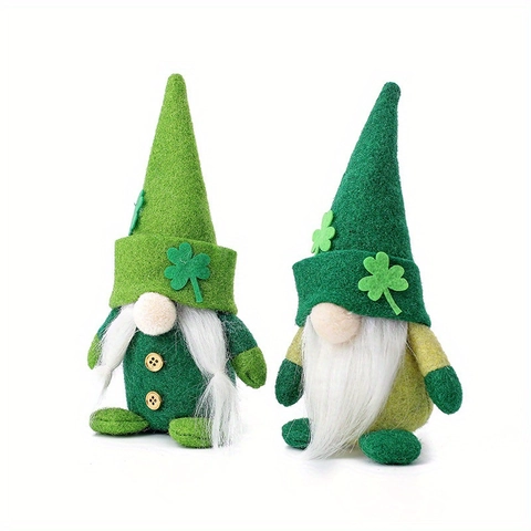 St Patricks Day Gnome Irish Leprechaun Rudolph Doll Shamrock Leaf Green Non Woven Fabric Faceless Plush Desktop Ornament