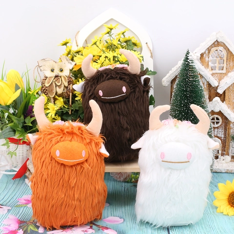 Realistic Scottish Highland Cow Plush Toy Stuffed Animal Long Hair Cow Home Ornament Christmas Party Decoration Gift For Kids Women