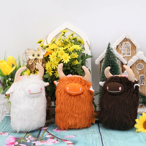 Realistic Scottish Highland Cow Plush Toy Stuffed Animal Long Hair Cow Home Ornament Christmas Party Decoration Gift For Kids Women
