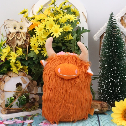 Juguete de Peluche Realista de Vaca de las Tierras Altas de Escocia Peluche de Vaca de Pelo Largo Ornamento de Hogar Decoración de Navidad Regalo para Niños Mujeres