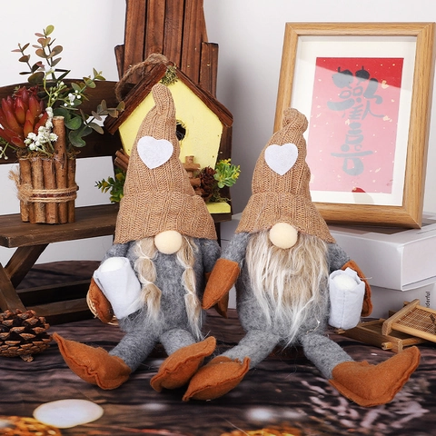 Gnomo di Natale Peluche Bambola Senza Volto Rudolph Decorazione Con Cappello a Maglia a Cuore Gnomo Caffè Per Casa Festa Natale
