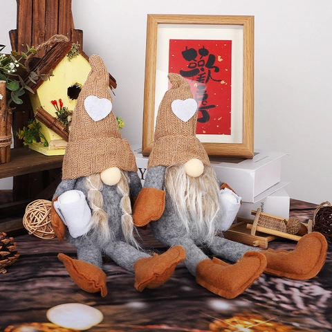 Gnomo di Natale Peluche Bambola Senza Volto Rudolph Decorazione Con Cappello a Maglia a Cuore Gnomo Caffè Per Casa Festa Natale