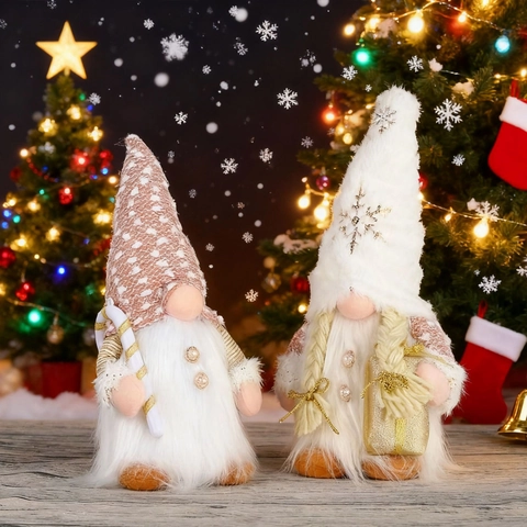 Muñeca de Peluche Gnomo de Navidad Luminosa Con Luces LED Lentejuelas Rudolph sin Rostro Adorno para Ventana Hogar Fiesta