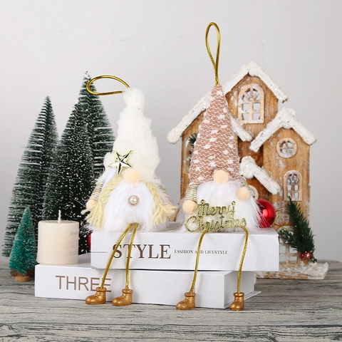 LED Leuchtende Weihnachten Zwerg Plüschpuppe Rudolph Hängende Dekoration Mit Pailletten Hut Merry Christmas Schild Für Feiertag Home Party Dekor