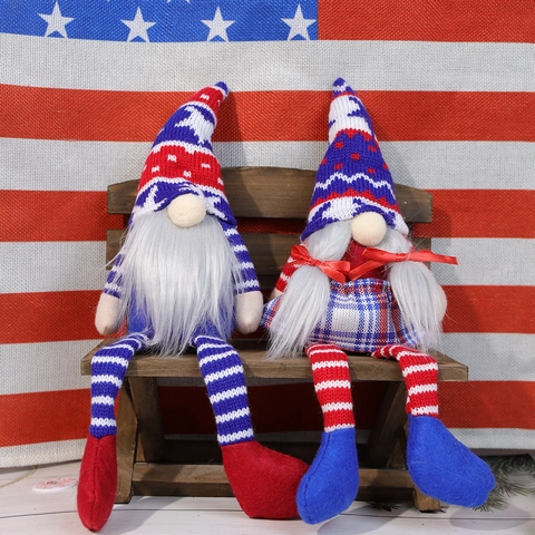 Decoración Día De La Independencia Gnomo Adorno Patriótico Elfo Muñeco Peluche Gorro De Punto Gnomo Piernas Largas Decoración