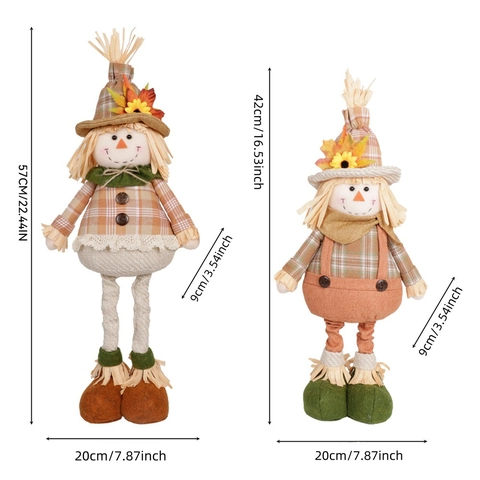 Erntedankfest Vogelscheuche Puppe Einziehbar Sonnenblume Ahornblatt Herbsternte Dekor Ausgestopfte Figur Ornament Für Zuhause Feier
