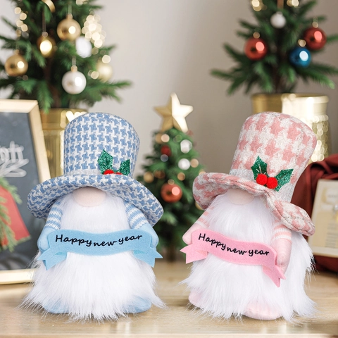 Gnomo de Navidad Año Nuevo LED Luminoso Peluche Adorno Sombrero Pata de Gallo Muñeca Sin Rostro Decoración Festiva de Vacaciones