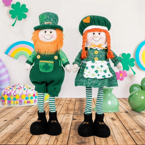St. Patrick's Day Kabouter Knuffel Ierse Leprechaun Pop Met Klaver Groene Hoed Oranje Baard Thuisfeest Decoratie Cadeau