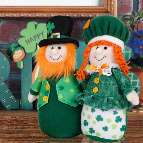 Gnome en Peluche pour la Saint-Patrick Trèfle Poupées Elfes Irlandaises Vertes Tomte Scandinave Fait à la Main pour Décoration Table Fête Maison Cadeaux