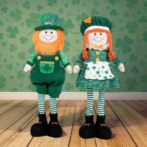 St. Patrick's Day Kabouter Knuffel Ierse Leprechaun Pop Met Klaver Groene Hoed Oranje Baard Thuisfeest Decoratie Cadeau