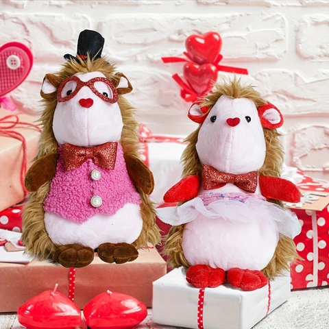 Valentine's Day Hedgehog Plush Toy Couple Stuffed Animal Cute Hedgehog Doll For Gift Anniversary Home Party Decor