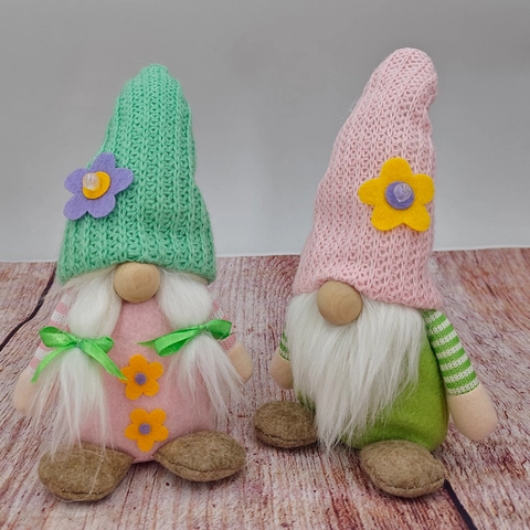 Nordic Style Easter Gnome Plush Decor Handmade Spring Faceless Doll Ornament With Knit Hat For Home Table Decoration