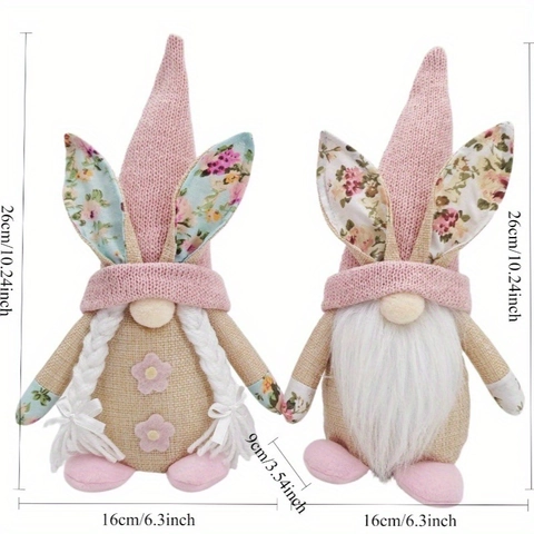 Ostern Hasenohren Zwerg Plüsch Ornament Handgefertigt Gesichtsloser Rudolph Puppe Rosa Blumig Rustikal Deko Für Zuhause Geschenk