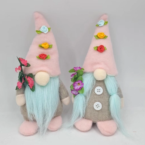 Gnomo per la Festa della Mamma Bambola senza Volto Fatto a Mano Rosa Peluche Gnomo con Fiori Ornamento da Scrivania Casa Regalo