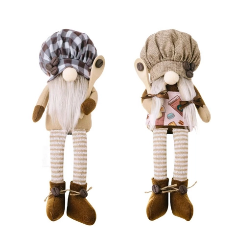 Bambola Gnomo del Caffè Senza Volto Cappello a Quadri Rudolph Peluche Con Cucchiaio di Legno per Decorazione Casa Bar Natale Cucina
