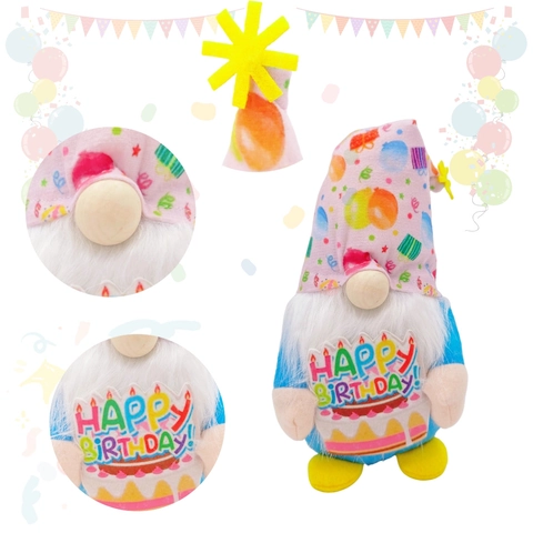Geburtstag Zwerg Plüschpuppe Mit Spitzhut Und Happy Birthday Tortenschild Süße Gesichtsloser Alter Mann Zwerg Party Ornament Geschenk