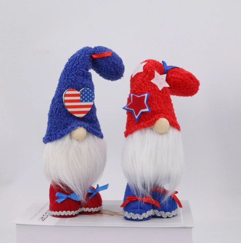Patriotic Independence Day Gnome Plush Faceless Doll 4th Of July Decoration Red White Blue Stars Stripes Home Table Ornament
