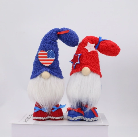 Patriotic Independence Day Gnome Plush Faceless Doll 4th Of July Decoration Red White Blue Stars Stripes Home Table Ornament