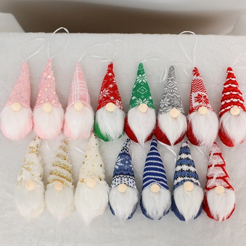 Ornamenti Gnomi di Natale Bambola Senza Volto Peluche Ciondolo Appeso Cappello a Maglia Gnomo Svedese per Decorazione Albero