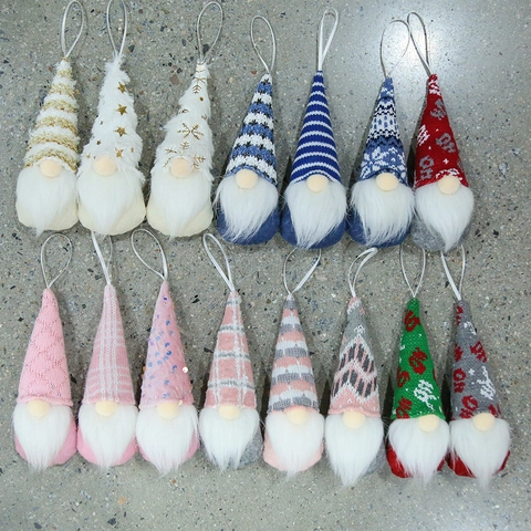 Ornamenti Gnomi di Natale Bambola Senza Volto Peluche Ciondolo Appeso Cappello a Maglia Gnomo Svedese per Decorazione Albero