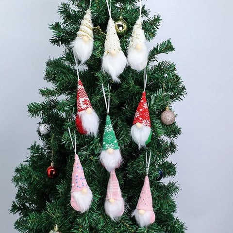 Ornamenti Gnomi di Natale Bambola Senza Volto Peluche Ciondolo Appeso Cappello a Maglia Gnomo Svedese per Decorazione Albero