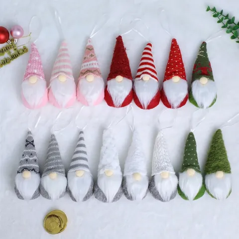 Christmas Gnome Ornaments Plush Faceless Doll Tomte Hanging Decorations For Xmas Tree Holiday Party Home Decor Fabric Handmade