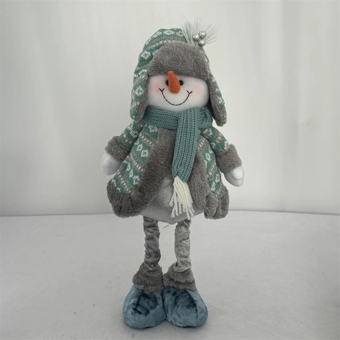 Muñecos de Peluche de Navidad Telescópicos Azul Gris Punto Papá Noel Muñeco de Nieve Reno Adornos Festivos Hogar