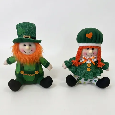 Sint-Patrick's Dag Kabouter Pluche Decoratie Ierse Leprechaun Tomte Met Klaver Groen Blad Handgemaakt Huis Feest Ornament