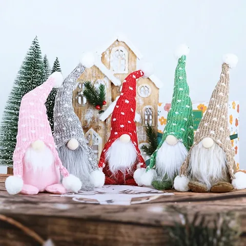 Handgefertigte Weihnachtsgnom Plüsch Dekoration Gestrickte Tomte Nisse Für Home Office Skandinavische Sitzende Gesichtlose Puppe