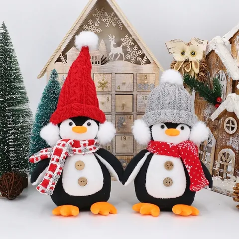 Christmas Penguin Plush Gnome Ornament Handcrafted Polyester Winter Penguin Doll For Holiday Home Table Party Decoration Gift