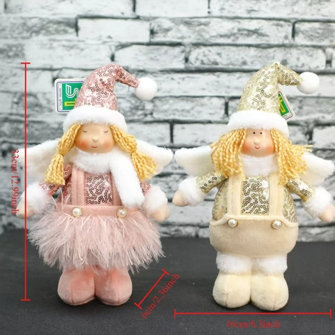 Weihnachts Pailletten Engel Plüschpuppe Mit Flügeln Künstliche Perlen Handmade Weihnachts Haus Fenster Ornament Für Festliche Party Deko