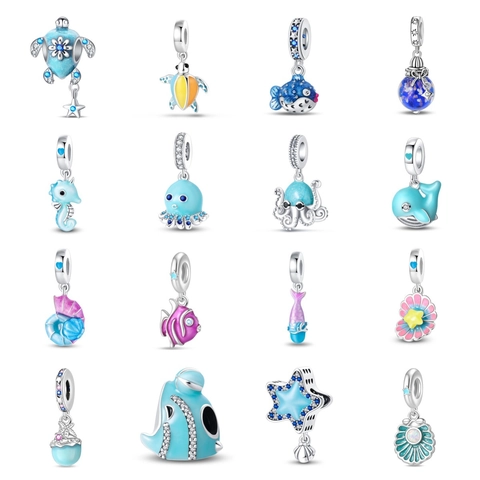Lichtgevende Zeedieren Charm Kralen voor Sieraden Maken Verzilverd Emaille Zeepaardje Schildpad Dolfijn Octopus Vis Charm Hanger DIY Armband Sieraden Accessoires