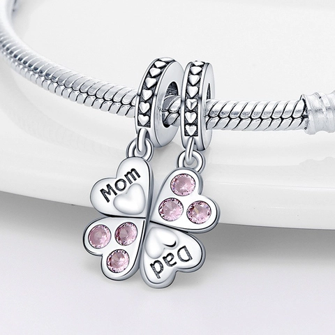 Silver Plated Copper Wings Feather Infinity Heart Enamel Charm Beads For DIY Bracelet Rhinestone Jewelry Accessory For Women