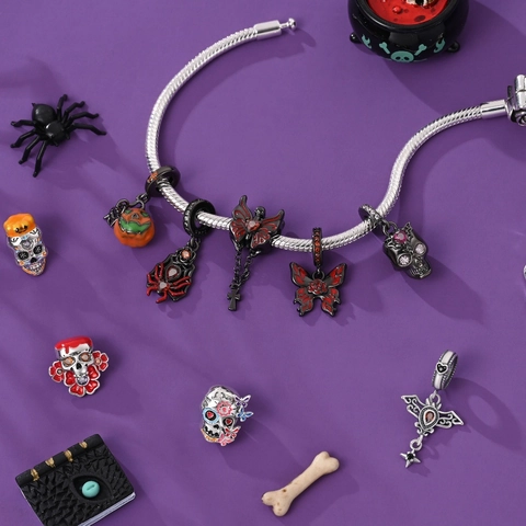 Halloween DIY Bedels Hangers Verzilverd Emaille Pompoen Schedel Vleermuis Geest Bedels Voor Sieraden Maken Armband Accessoires