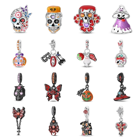Halloween DIY Bedels Hangers Verzilverd Emaille Pompoen Schedel Vleermuis Geest Bedels Voor Sieraden Maken Armband Accessoires