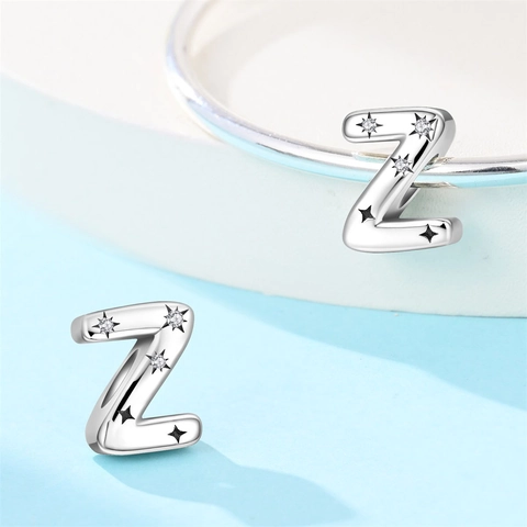 DIY English Alphabet Letter Charms Silver Plated Beads For Jewelry Making Bracelet Necklace Star Pattern Rhinestone Drip Oil