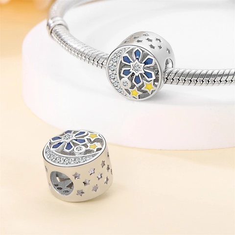 Christmas Snowman Snowflake Charm Beads For DIY Bracelet Necklace Silver Plated Enamel Zircon Pendant Women Jewelry Accessory