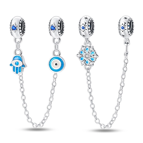 Leuchtende Hamsa-Hand Böser Blick Schneeflocke Sicherheitskette Für Charm-Armband Versilbertes Emaille Schmuckzubehör