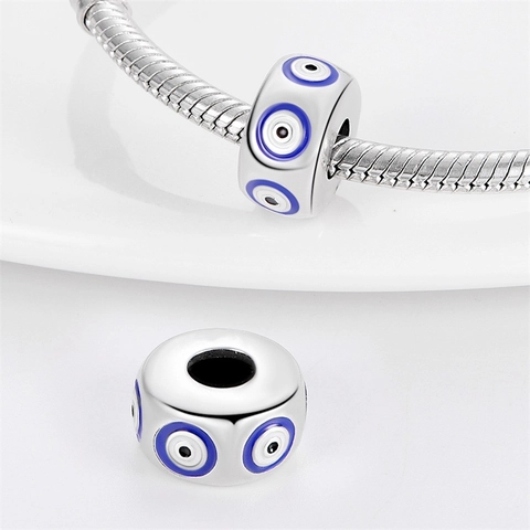 Amuletos de Cobre Plateados Tema de Viaje Con Esmalte Azul Y Circonia Mariposa Ojo Turco Tierra Maleta Avión Cuentas Joyería