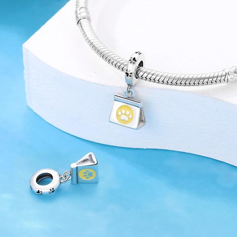 Pendentifs en Cuivre Argenté Hamburger de Chat et Sac de Patte pour Fabrication de Bijoux DIY Bracelet Collier Émail Strass