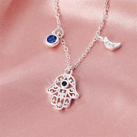 925 Sterling Silver Pendant Necklace For Women Evil Eye Heart Tree Of Life Hamsa Hand Zirconia Fashion Jewelry Gift