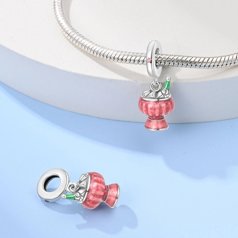 Creative Beer Wine Glass Charms Silver Plated Enamel Pendant Only For DIY Bracelet Party Women Jewelry Pendant Only