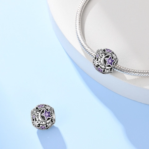 Kupfer Versilbert Geburtsstein Stern Mond Perle Charm Für Armband DIY Schmuckherstellung Zubehör Für Damen Geburtstagsgeschenk