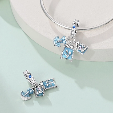 Retro Baroque Silver Plated Enamel Charms For DIY Bracelet Necklace Making Enamel Rhinestone Heart Clock Pendant Jewelry Accessories