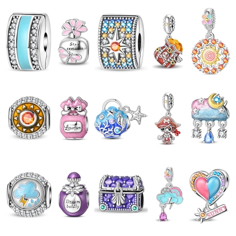 Breloques de Bijoux DIY Argenté Émail Flacon de Parfum Trésor Pirate Coquillage Perle pour la Fabrication de Bracelets Cadeau Bijoux Femme