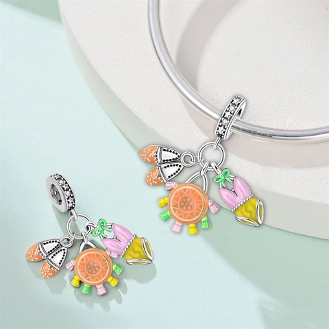 925 Sterling Silver Summer Sports Travel Charm Enamel Zirconia Pendant For DIY Bracelet Necklace Vacation Jewelry Accessory