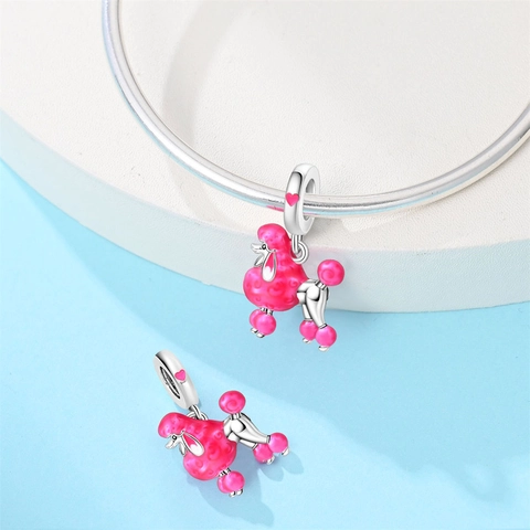 Silver Plated Copper Animal Charm Pendant For DIY Bracelet Sunflower Cat Dog Poodle Giraffe Whale Zircon Jewelry Accessory